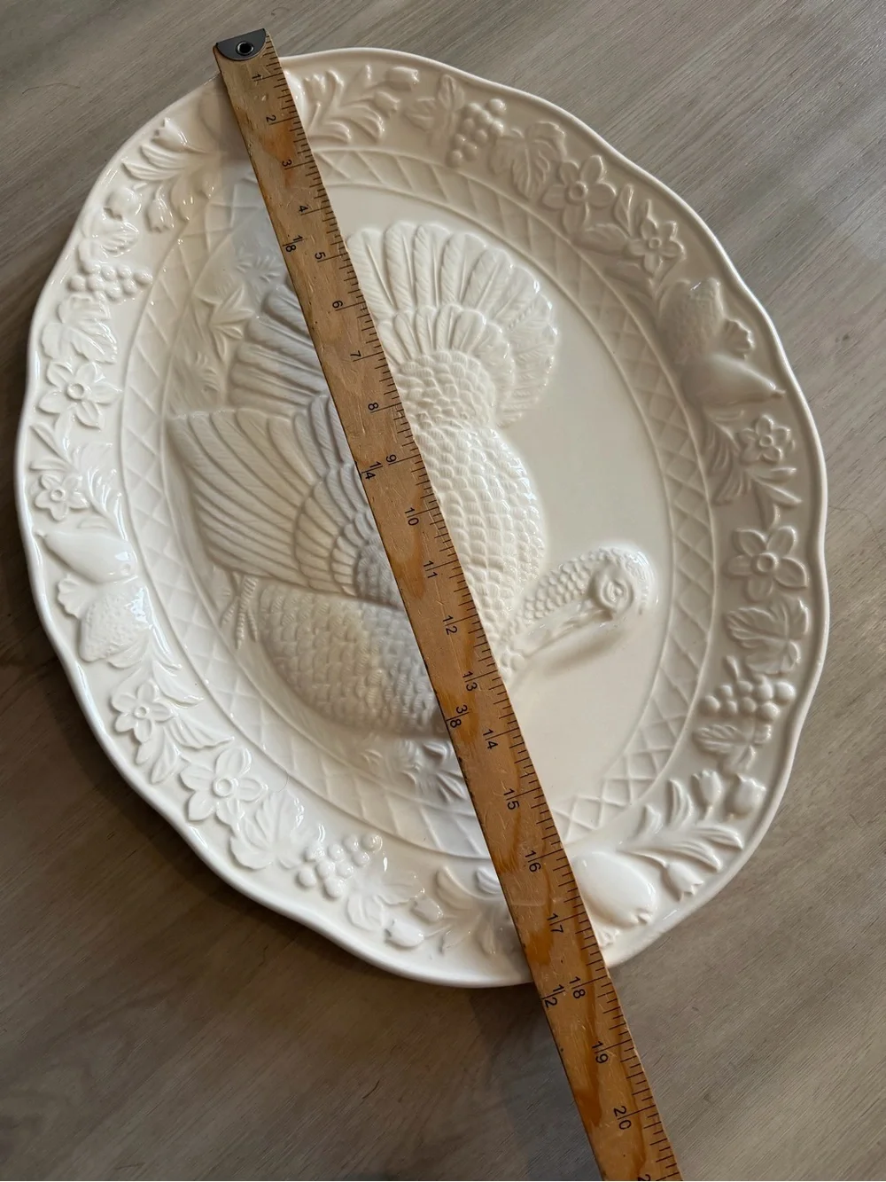 Vintage R.H. Macy & Co Turkey Platter Thanksgiving Holiday Japan White Ceramic